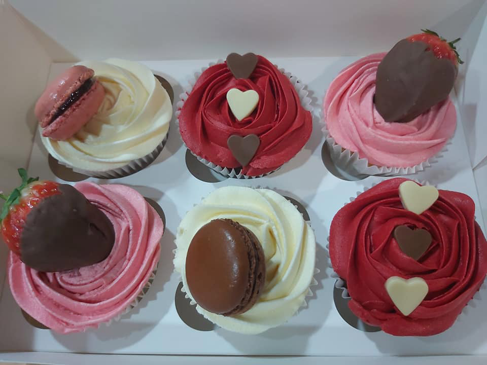 Valentines Cupcakes displayed